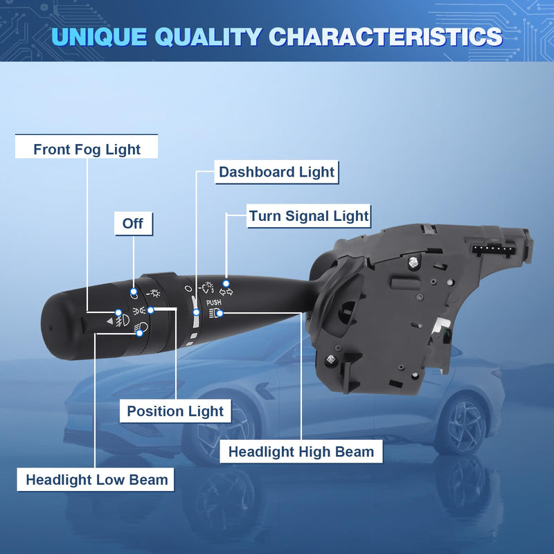 LCWRGS Turn Signal Switch Compatible with 2006-2017 Dodge Caliber Nitro Avenger, Jeep Wrangler Compass Patriot, Chrysler 200 PT Cruiser Sebring, Replaces# CBS-1703, Fog Light Control, Headlight Dimmer - BeesActive Australia