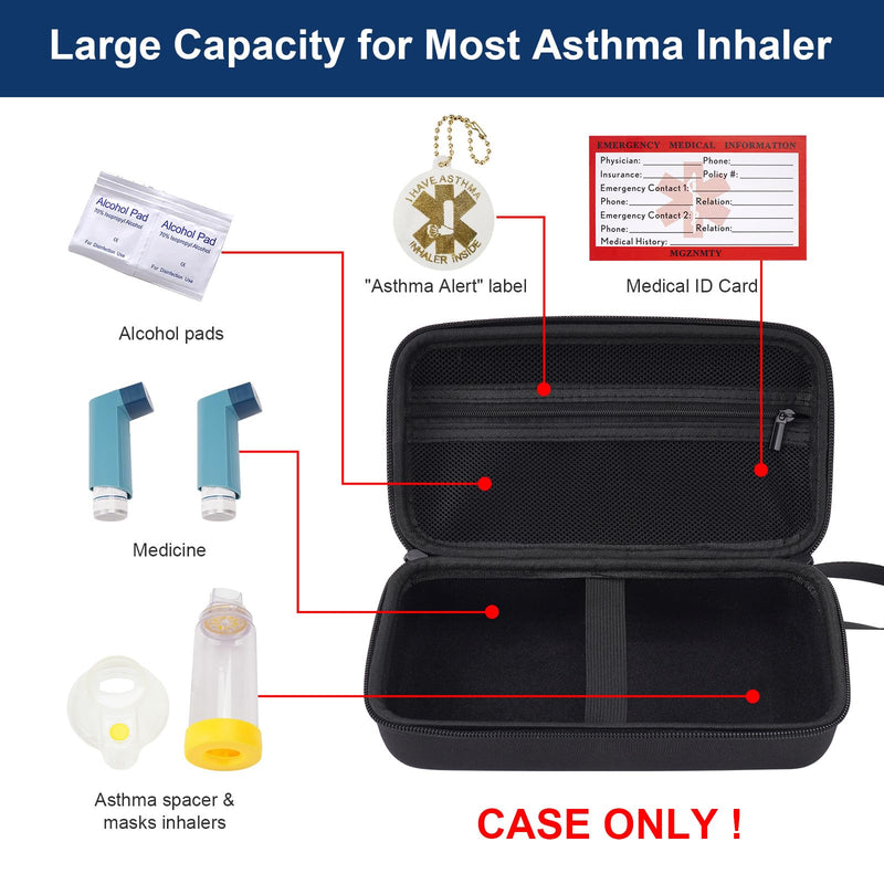 MGZNMTY Travel Carrying Case Compatible with Asthma Inhaler Spacer for Adults and Children, Masks, Inhaler Holder with Asthma Alert Tag and Medical Card, Carabiner (Only Case) (Black) Black - BeesActive Australia