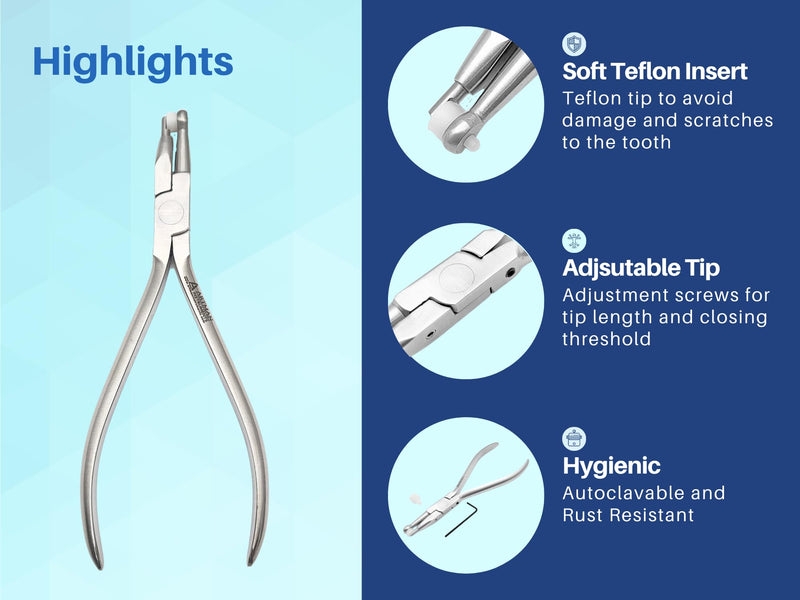 ARTMAN INSTRUMENTS Orthodontic Adhesive Band Removing Pliers Adjustable Cement Scraper Tool with Teflon Pad for Braces, Molar Bands, and Tooth Gem Removal – Dental Debonding Instrument - BeesActive Australia