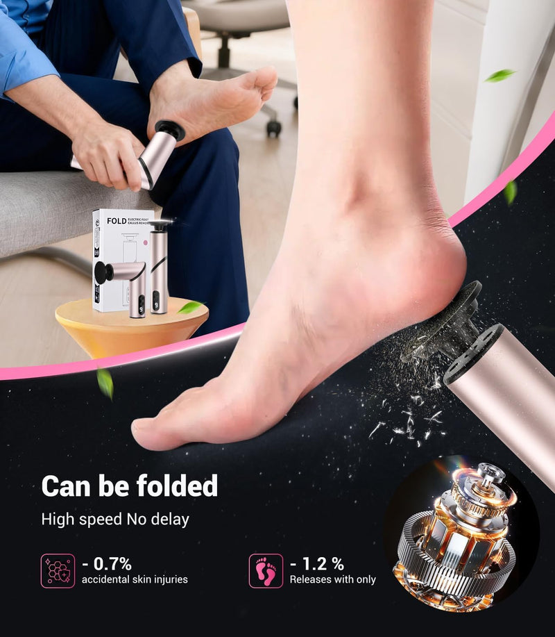 5-in-1 Professional Electric Callus Remover for Feet(Portable & Foldable), Removes 99.92% of Calluses in 3 Mins, Eectric Foot Callus Remover Pedicure Kits with 10 & 40 Grit Pads for Smooth Feet, Pink 01-pink - BeesActive Australia