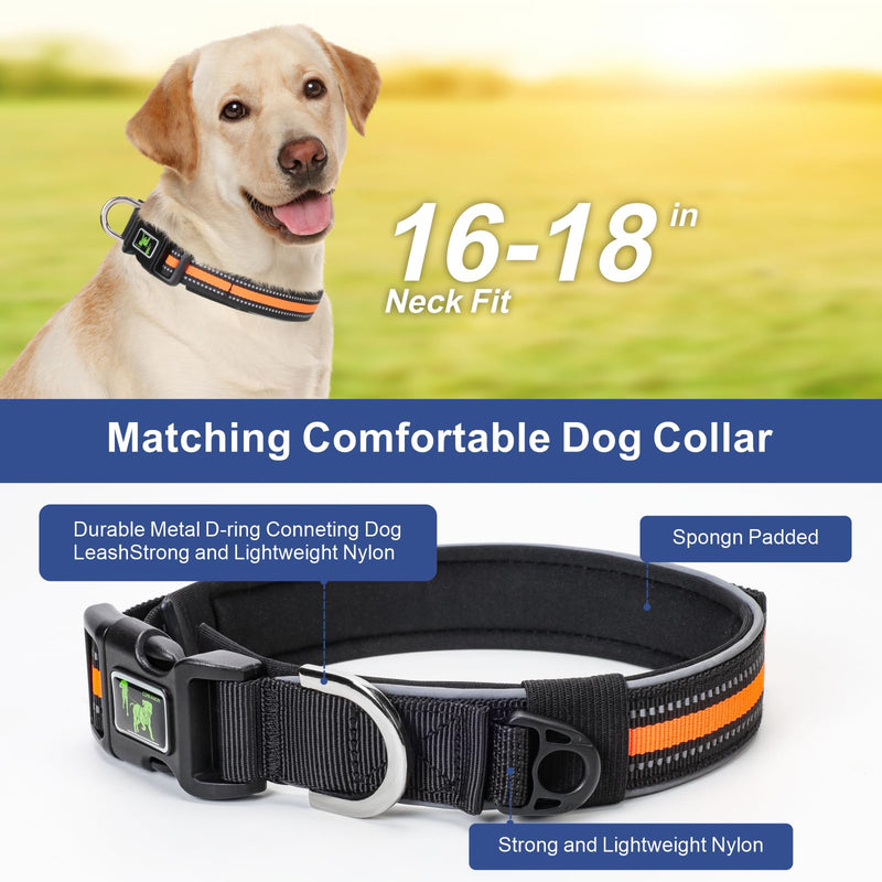 Hands Free Dog Leash - Dog Collar with Adjustable Waist Belt, 2 Bungees Shock Absorbing, Dual Handles for Walking Running Jogging, Reflective Knitted For 1 Dog, with Dog Collar,black