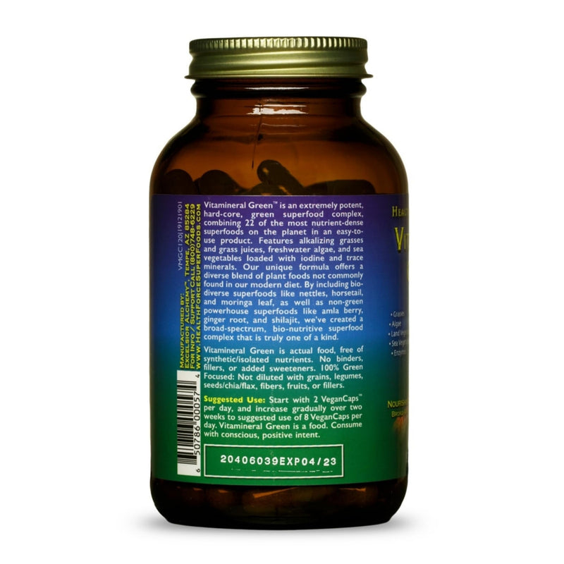 HEALTHFORCE SUPERFOODS Vitamineral Green - Mineral Supplement for Immune & Thyroid Support - Green Powder Supplement with Ingredients from The Land - Gluten-Free & Vegan - 120 Capsules