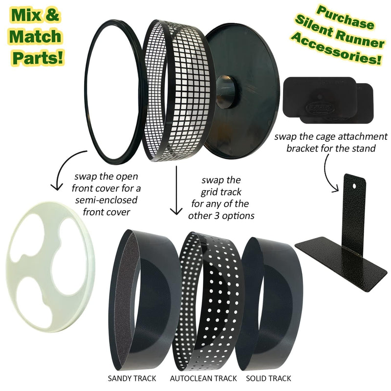 Silent Runner Pro | Sugar Glider Exercise Wheel (Black with Attachment) Black with Attachment - BeesActive Australia