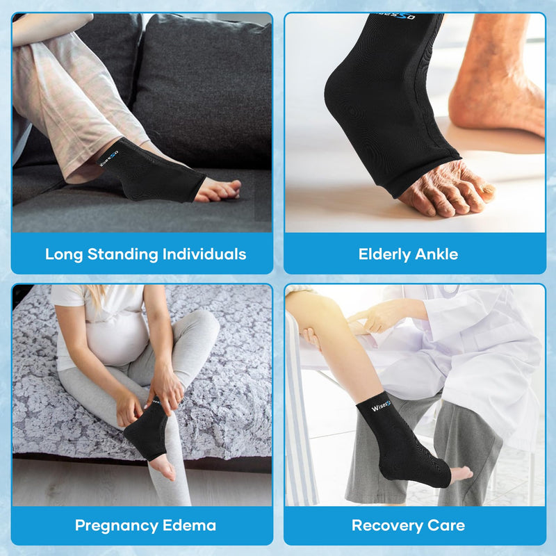 Ankle Ice Pack Wrap, Achilles Tendonitis Brace for Hot & Cold Compress, Resuable Ankle Ice Pack for Injuries, Swelling, Plantar Fasciitis, Sprained, Pain Relief (Black, 1 Pack) Black L-1pc - BeesActive Australia