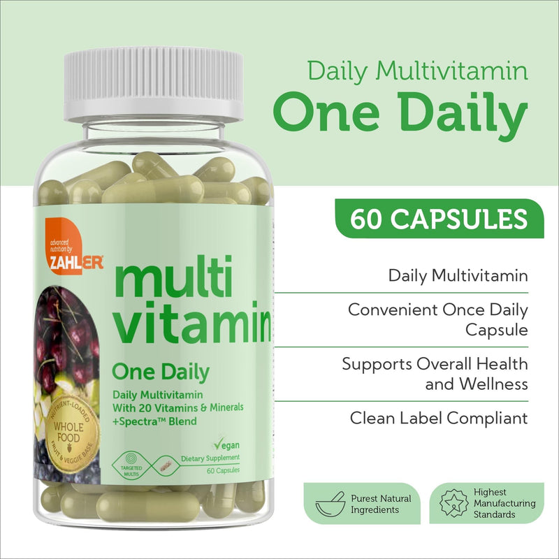 Zahler - One Daily Vegan Multivitamins for Women & Men (60 Count) Kosher Essential Vitamins & Minerals with Whole Food Spectra Blend - Vegetarian and Vegan Vitamins for Adults