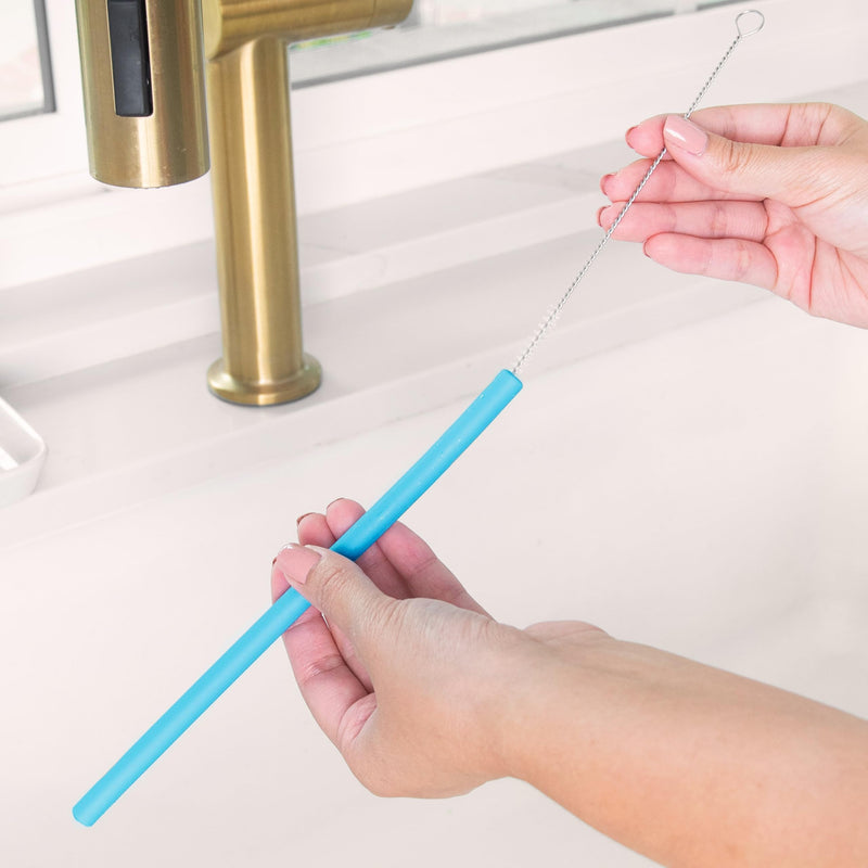 Joie Silicone Straws with Cleaning Brush, Set of 6, Rainbow Color Assortment