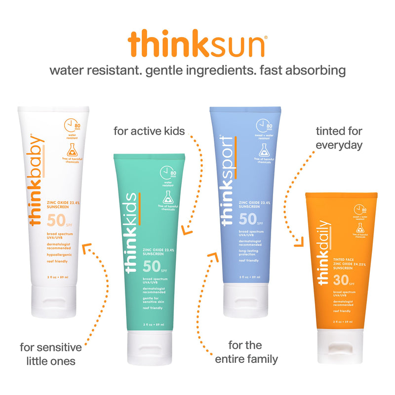 Thinkbaby SPF 50+ Baby Mineral Sunscreen ‚Äì Safe, Natural Sunblock for Babies - Water Resistant Sun Cream ‚Äì Broad Spectrum UVA/UVB Sun Protection ‚Äì Vegan Baby Sunscreen Lotion, 3 Oz. 3 Ounce (Pack of 1) SPF 50 Mineral Sunscreen - BeesActive Australia