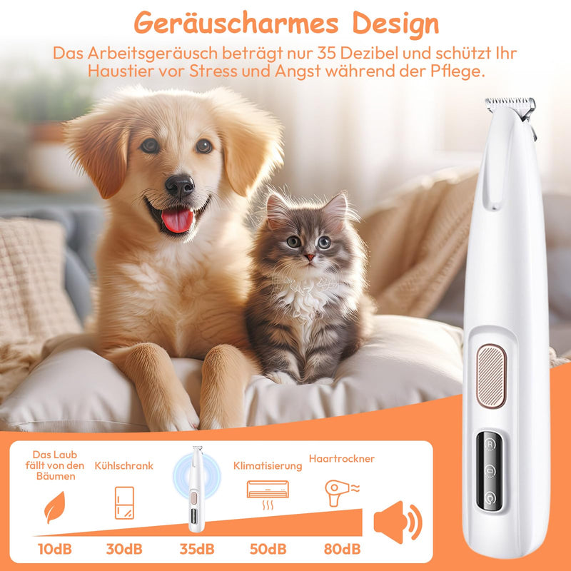 Pet hair trimmer with LED light, rechargeable paw trimmer for dogs, cats, extra quiet, wireless dog paw trimmer, small area pet razor for paws, eyes, ears, face, body - BeesActive Australia