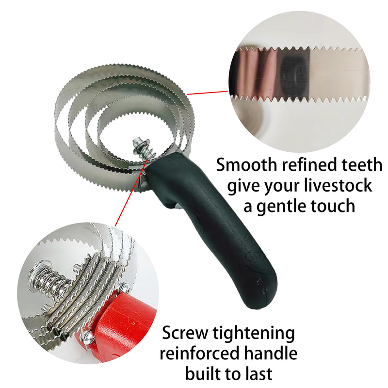 2 Packs Horse Curry Comb, Stainless Steel Grooming Comb with Soft Touch Grip, 4 Rings Spring Grooming Brushes for Horses, Cows, Dogs, Sheep (Black) Black - BeesActive Australia