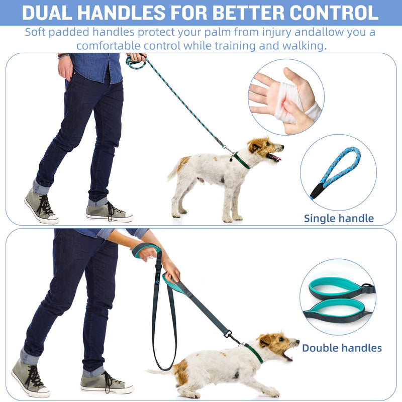 PuppyDoggy Dog Leash for Large Medium Dogs 6Ft x 1" Reflective Stitching Large Leash with 2 Traffic Padded Handles Dog Lead Rope Pet Leash for Running Walking Training (Pink 1 Pack) Pink 1 Pack 6 ft x 1 inch - BeesActive Australia