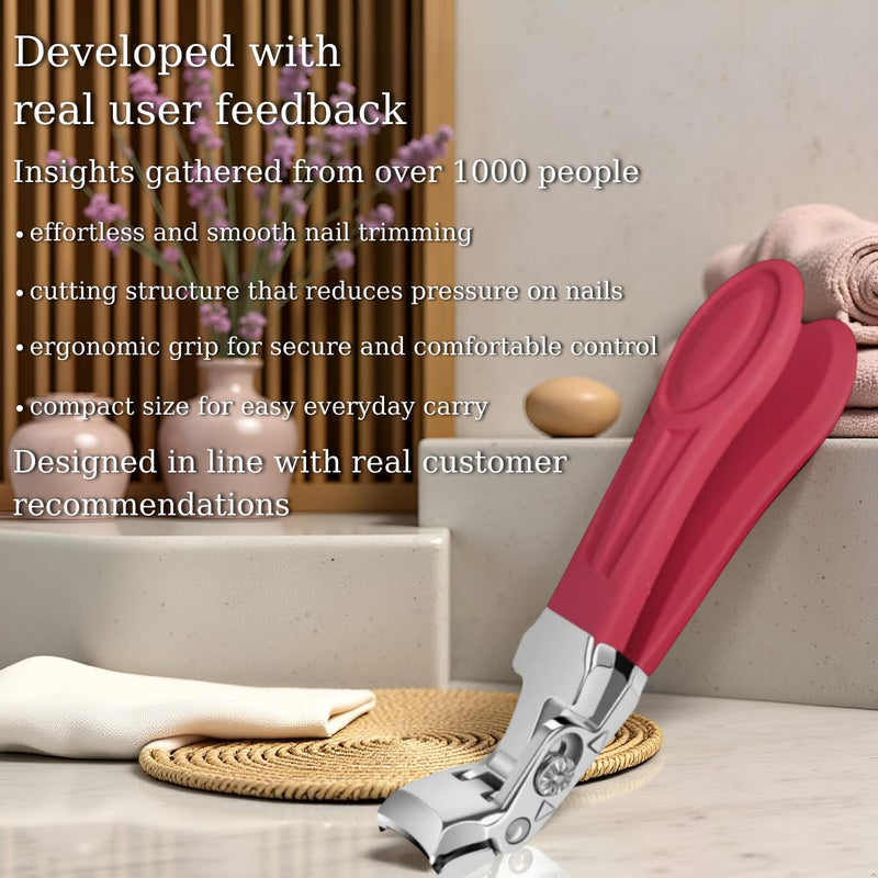 Professional Ruby Red Angled Nail Clippers for Seniors – 5'' Elegant Thick Toenail Clipper with Nail File, Ultra-Sharp Blades, Nail Catcher, Easy Grip & Safe Home Manicure & Pedicure Care Tool - BeesActive Australia