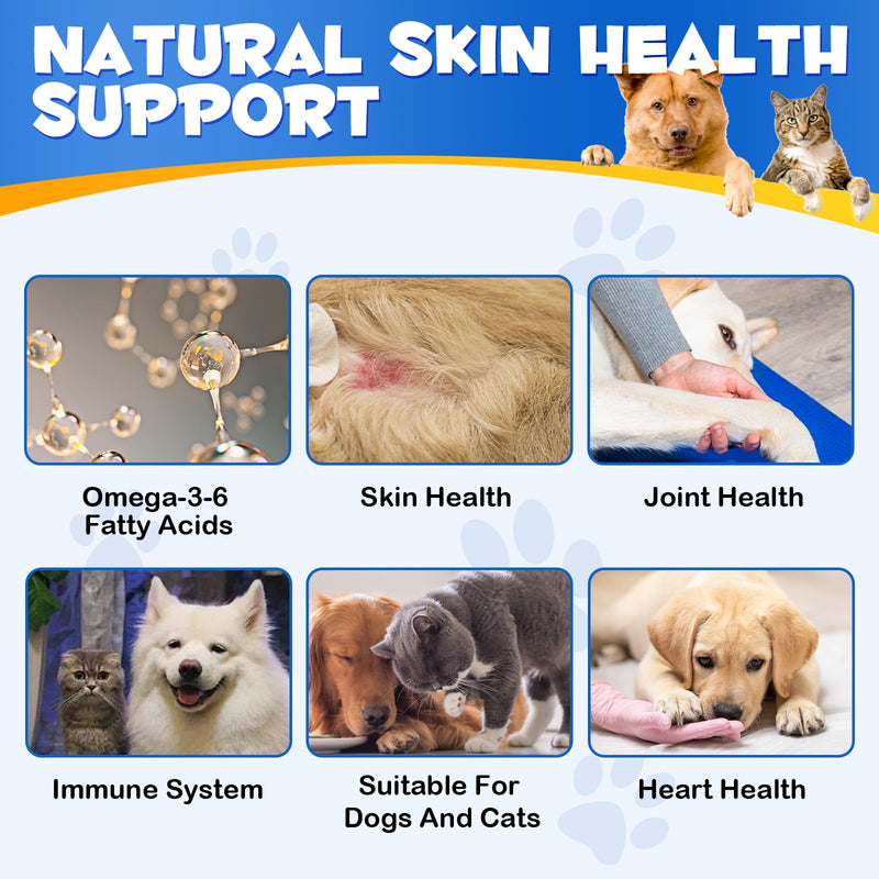 Pets Wild Alaskan Salmon Oil For Dogs, Cats, Dog Supplement Supports Dog Skin And Coat, rich in Omega-3-6 and in EPA and DHA, Food Supplements for Itchy Skin, Coat, Joint Care（120 SOFT GEL）…
