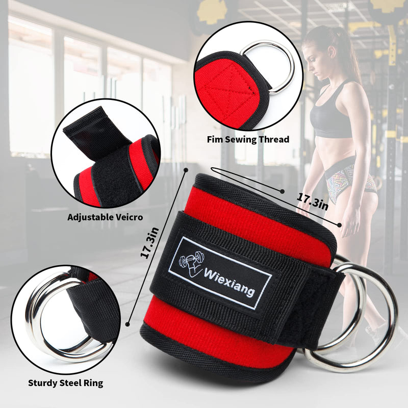 Barbell Pad Set for Squat Hip thrust pad, Fits Standard Olympic Bars and Smith Machine, Lifting Straps Ankle Strap For Cable Machine Squat Pad Safety Straps and Carry Bag, gym accessories for 8Pcs Red - BeesActive Australia