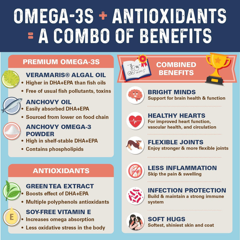 Bernie’s OMG!!! Omegas 5X Extra Strength Omega-3s DHA+EPA, Chews with Fish Oil for Dogs, Ultimate Skin & Coat, Works as Dog Allergy Chews, Dog Calming Chews, Joint Supplement. (Salmon) Salmon - BeesActive Australia