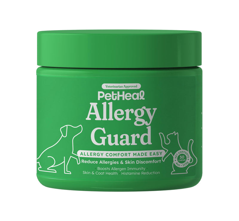 PetHeal Allergy Guard Chews for Dogs - Vet-Reviewed - Reduces Itching & Supports Immune, Gut, Skin & Coat Health with Colostrum, Salmon Oil & Probiotics | 30 Pork-Flavored Soft Chews