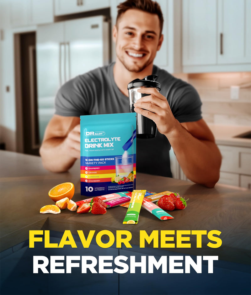 Sugar Free Electrolytes Powder with Natural Flavors, 3X Rapid Hydration Packets with 10 Electrolyte & Vitamins, Liquid Daily IV, Non-GMO, Gluten-Free, Keto, Vegan, 16 Sticks 5.64 Ounce (Pack of 1)