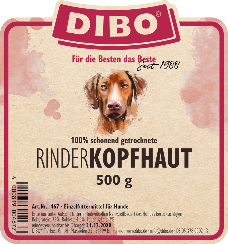 DIBO beef scalp, 500g bag, natural chew snack or treat for in between meals, dog food, quality chewing item without chemicals, 500g bag - BeesActive Australia