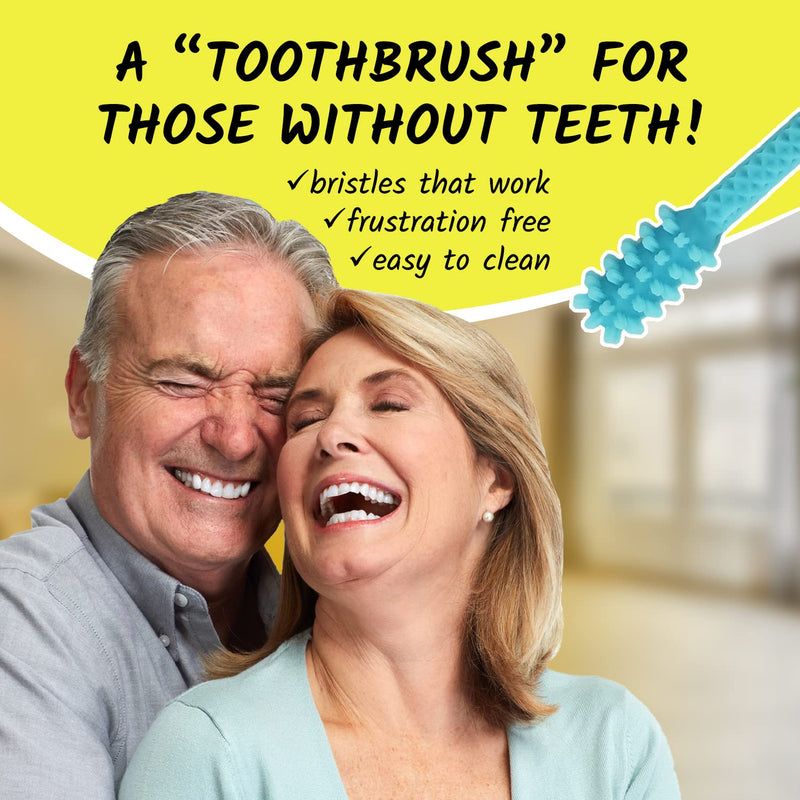 V4 Hard Plastic Denture Brush - Denture Gel Adhesive Remover - Remove Denture Gel Adhesive from Mouth & Gums, Oral Hygiene Products, Scraper w/Textured Grip and Rigid Bristles Blue - BeesActive Australia