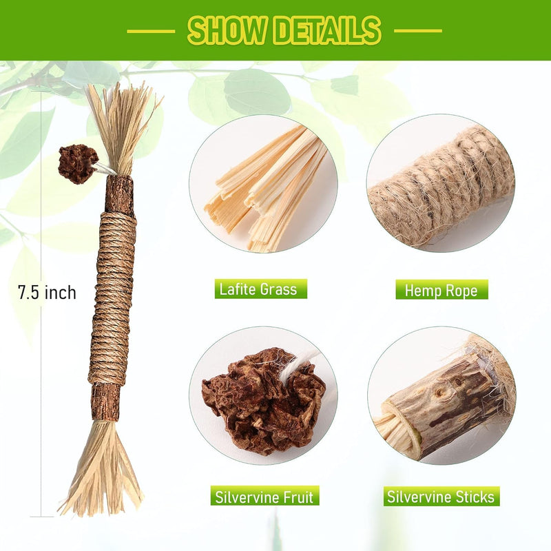 Vintage & Haven 3 Pcs Natural Silvervine Sticks Cat Toys, Catmint Silvervine Blend Sticks, Kittens Chew Toys for Teeth Cleaning, Matatabi Dental Care Cat Treat, Consumable Kitty Lick Toys (3 Pcs)