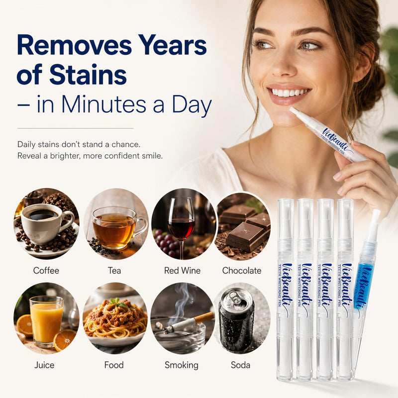 VieBeauti Teeth Whitening Pen Kit, 35% Carbamide Peroxide Gel, 5 Pack Mint