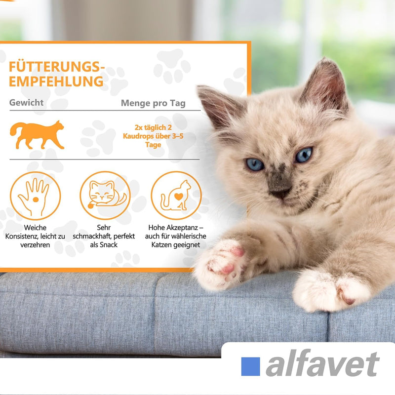 alfavet FeliGum Hairball Chew Drops for Cats (40 g) – Hairball Support Supplement with Chicken Flavour – Digestive Support Treats for Hair Passage
