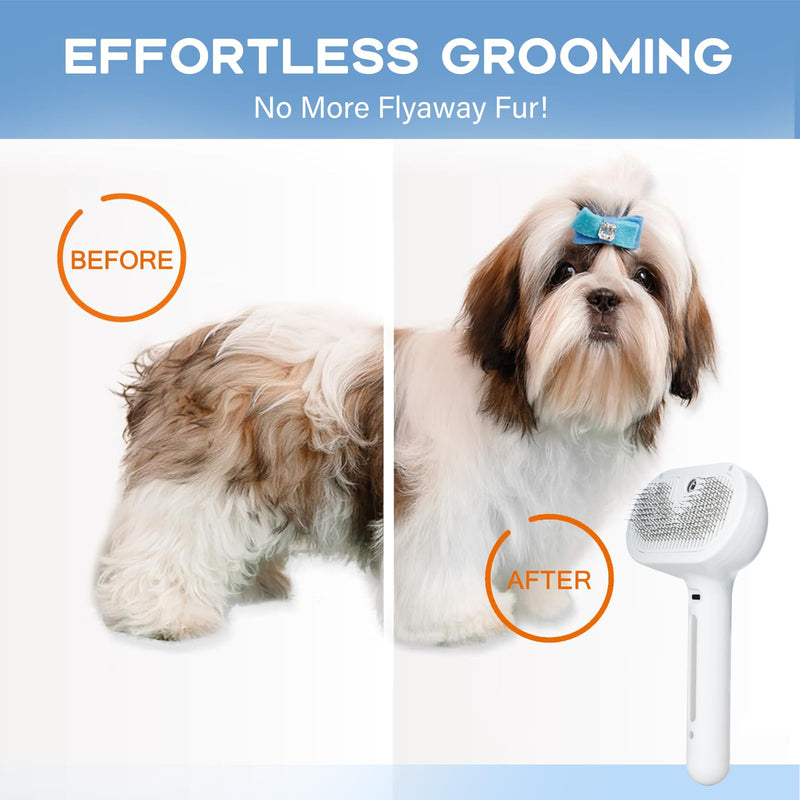 Pet Steam Brush for Shedding, Short & Long Hair Cat Grooming, Dog Steamy Self Cleaning Spray Brush with Release Button, Anti-Static Mist Hair Comb With Steel Bristles Pet Supplies - BeesActive Australia