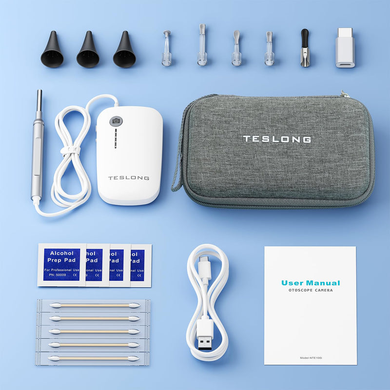 Teslong Digital Otoscope with Light, 1080p HD Ear Camera with Ear Wax Removal Tools, Video Ear Scope Otoscope with Light, Compatible with iPhone15, iPad, Android Phone, USB, Ear Picks, Waterproof - BeesActive Australia
