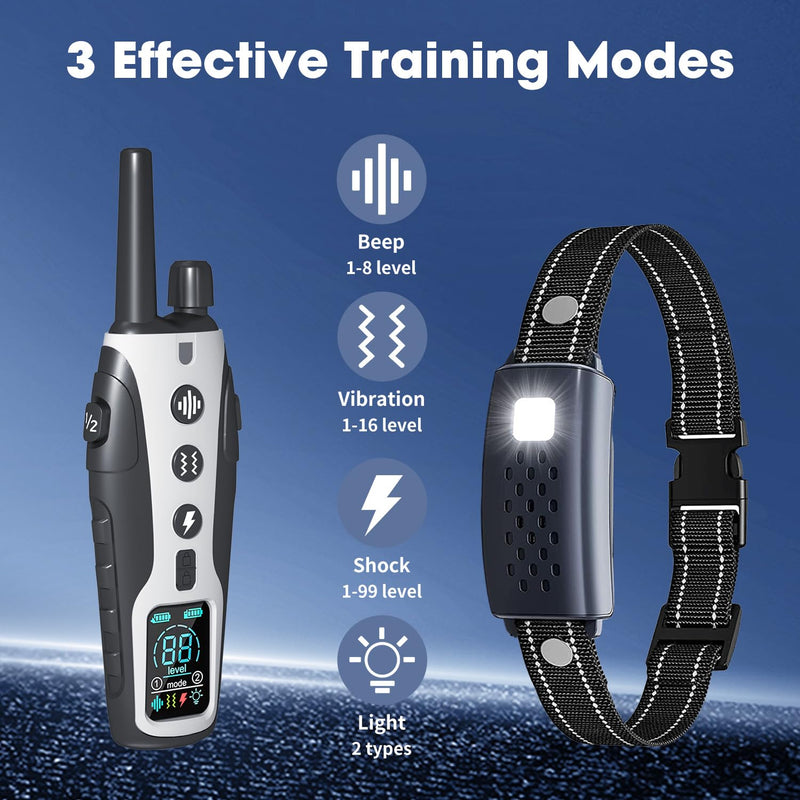 LP Dog Shock Collar - 3300Ft Dog Training Collar with Remote for Small Medium Large Dogs Rechargeable Waterproof e Collar with Beep, Vibration, Safe Shock, Flashing Light and Security Lock - BeesActive Australia