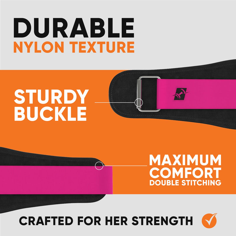 ProFitness Weight Lifting Belt for Women - 4'' Wide Comfortable Workout Belt for Women - Weight Belt for Women Squats & Deadlifts - Back Support Weight Lifting Belt Women & Men Small Black/Pink