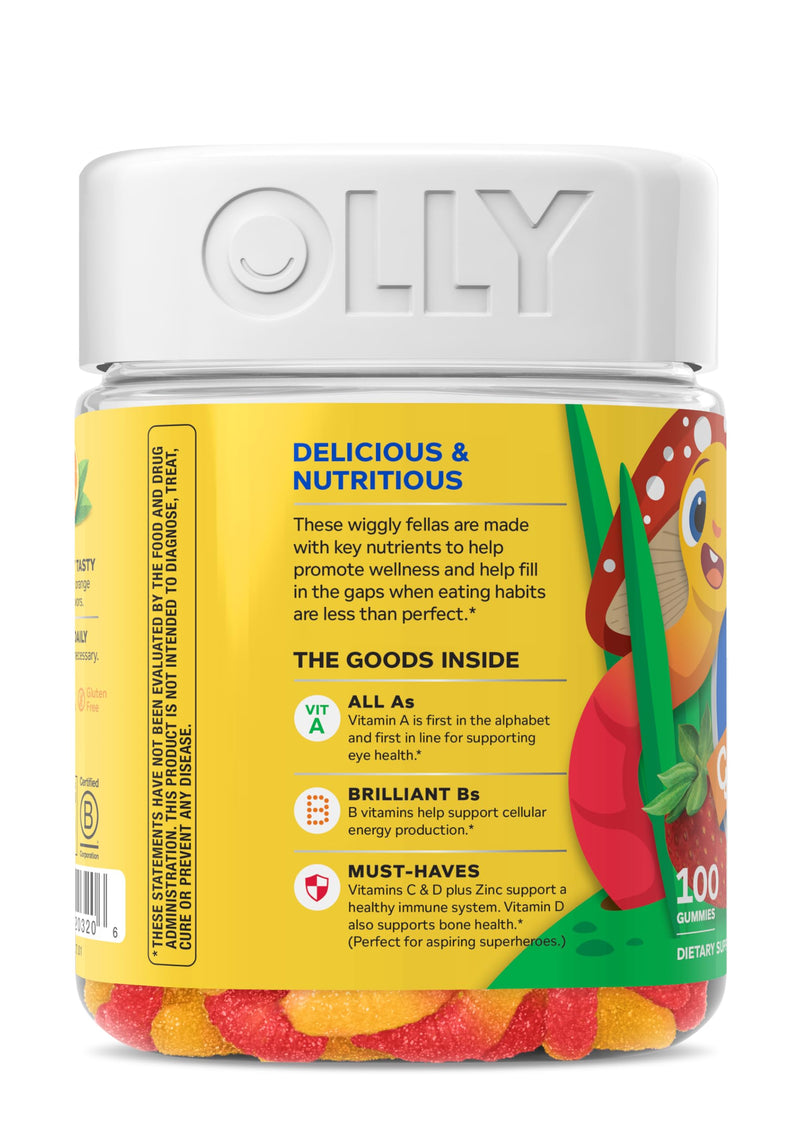 OLLY Kids Multi Gummy Worms, Overall Wellness & Immune Support - 100 Count Bottle 100 Count (Pack of 1)