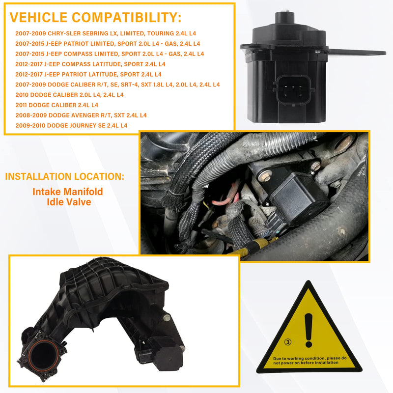 911-902 Intake Manifold Runner Control Valve IMRC 4884549AD Compatible with Jeep Compass Patriot Dodge Caliber Journey Avenger Chrysler Sebring 1.8L 2.0L 2.4L