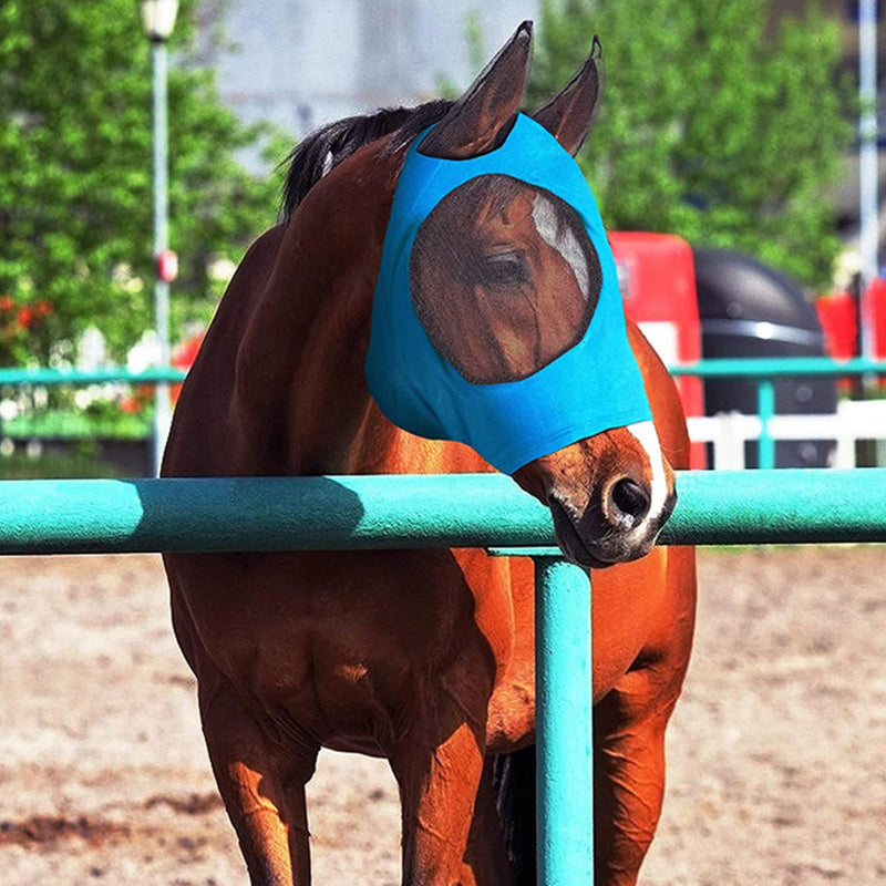 UV protection horse fly mask, horse fly mask, super-fit horse fly mask, horse fly mask, breathable mesh, anti-UV, anti-mosquitoes, insects, elastic brake mask (blue) - BeesActive Australia