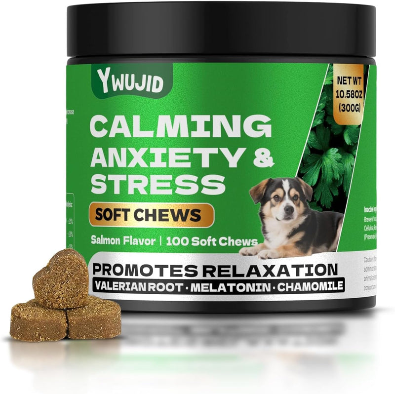 Calming Chews for Dogs with Melatonin - Natural Soothing for Anxiety,Stress,Barking,Bit,Travel,Thunder,Fireworks-Vet Formulated Dog Sleep Aid Tasty for All Small,Large,Senior Dogs-100 Count