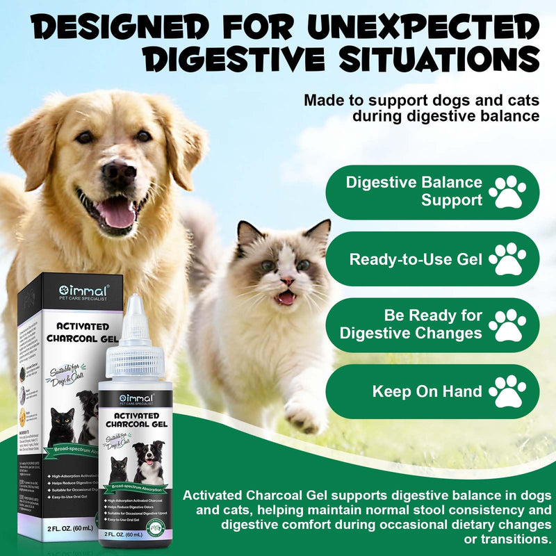 Activated Charcoal Gel for Dogs & Cats 60ml - Digestive Comfort Support, Reduce Digestive Odors