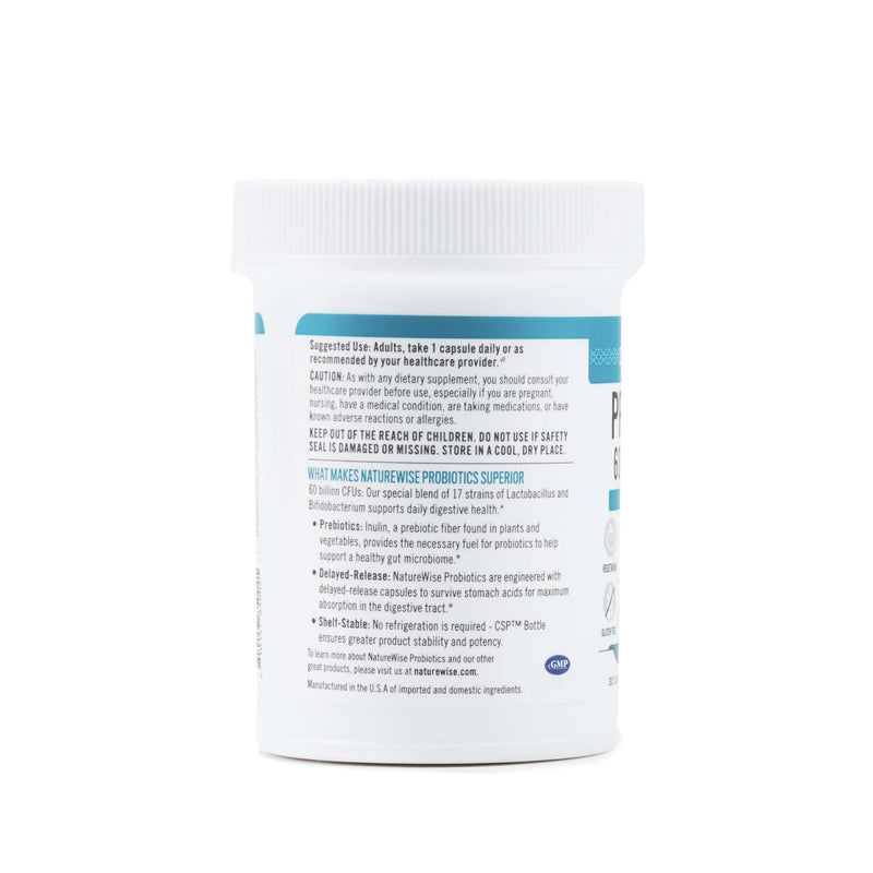 NatureWise Probiotics 60 Billion CFU - 17 Strains + Organic Prebiotics - Immune, Digestive & Gut Health Support for Women & Men - Vegetarian, Gluten-Free, Non-GMO - 30 Capsules[1-Month Supply] 30 Count (Pack of 1) - BeesActive Australia