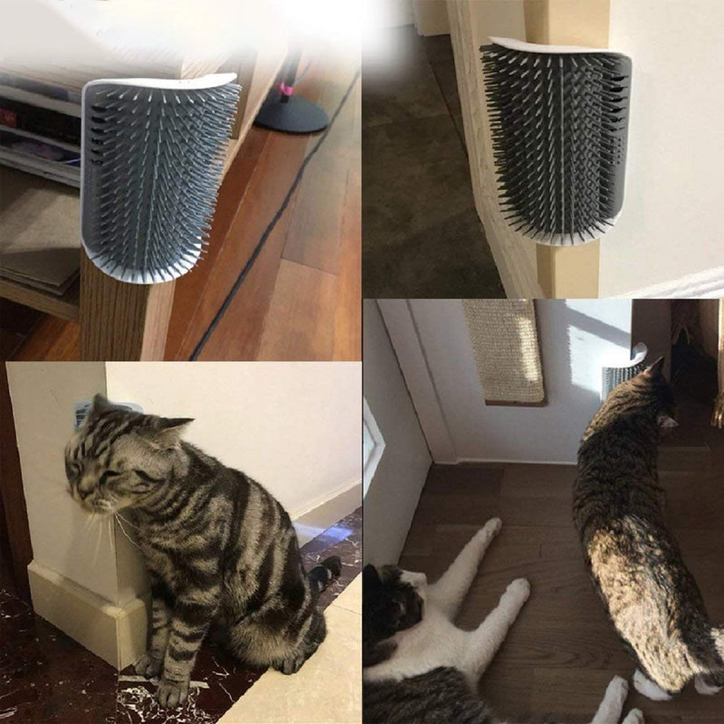 Kingtree Cat Corner Scratcher Self Groomer with Catnip, 2 Pack Softer Cat Face Scratchers Wall Corner Grooming Massage Combs for Long & Short Fur Cats Gray - BeesActive Australia
