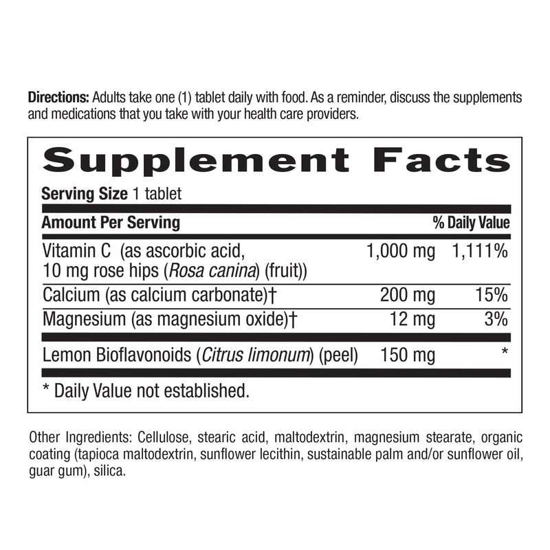 Country Life Buffered Vitamin C 1,000 mg with Bioflavonoids, 100 Tablets | Powerful antioxidant supports immune health; Certified Gluten-Free, Vegan and Kosher Parve 100 Count (Pack of 1)