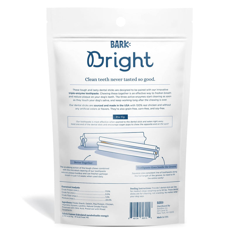 BARK Bright Dental Sticks for Medium Dogs Chews, 15.87 oz., Count of 30 30 Count (Pack of 1) - PawsPlanet Australia