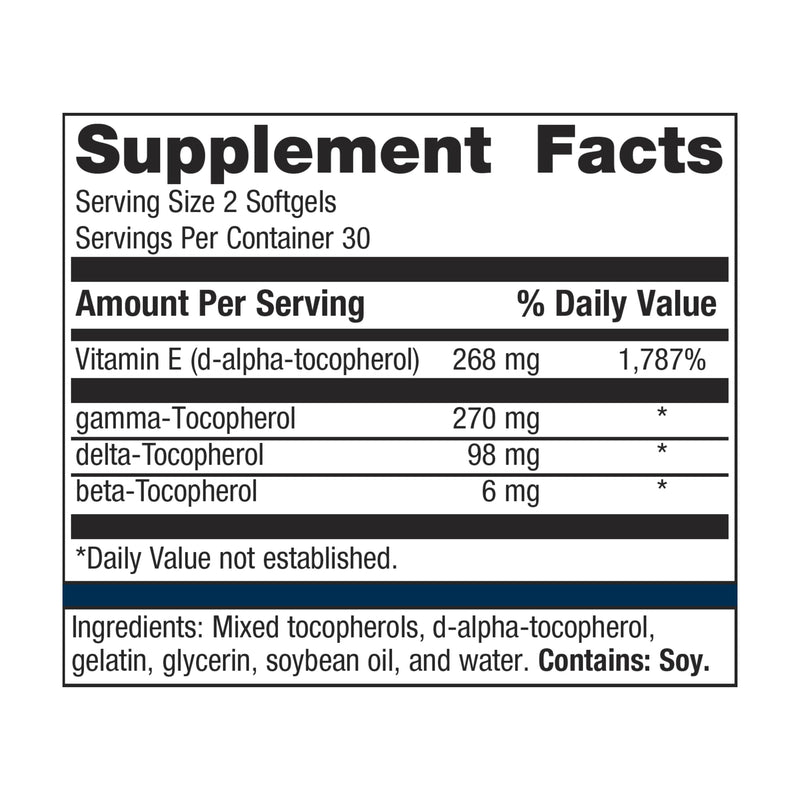 Metagenics E Complex-1:1 - Tocopherol Vitamin E Blend - High Potency Vitamin E - Antioxidants Supplement* - with Gamma-, Delta- & Beta-Tocopherols - Gluten-Free - 60 Softgels - BeesActive Australia