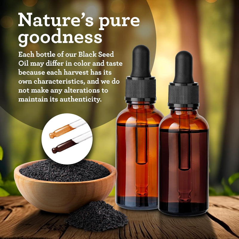 GuruNanda Black Seed Oil, Cold-Pressed Nigella Sativa - Rich in Vitamin D3 5000 Units, K2 & E, High Thymoquinone | Potent Antioxidant for Immune Support, Non-GMO, 2 Fl.oz,(Pack of 2) 2 Fl Oz (Pack of 2)