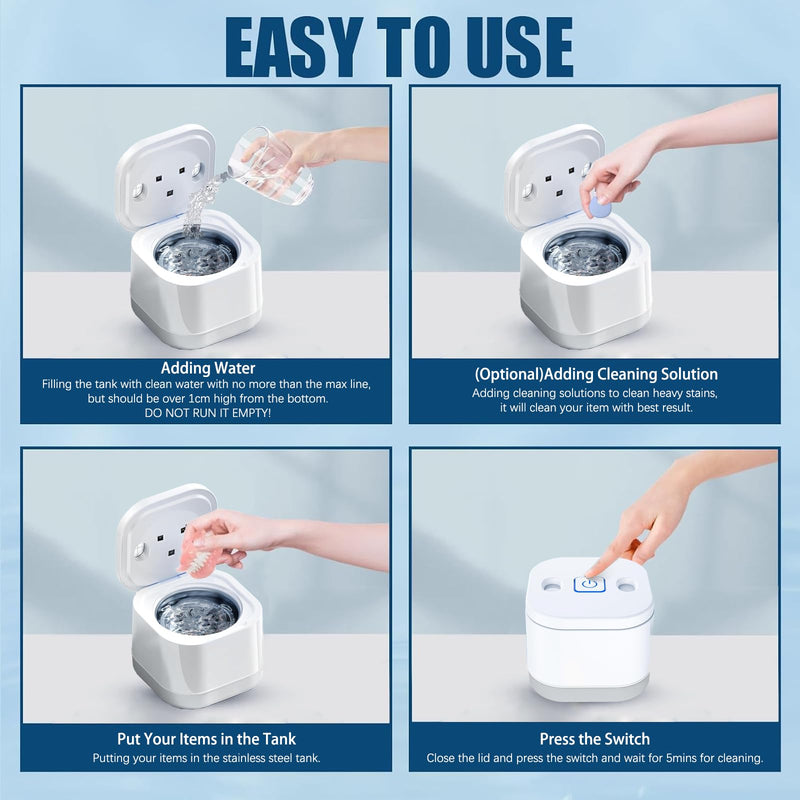 Ultrasonic U-V Retainer Cleaner Machine, 45kHz Ultrasonic Cleaner for Dentures, Retainer, Mouth Guard, Aligner, Toothbrush Head, 200ML Ultrasonic Cleaning Machine for All Dental Appliances - BeesActive Australia