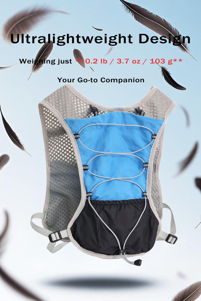Hydration Running Vest Ultra-Lightweight for Women Men [2025 Upgraded], Breathable All-Weather Water Vest Hiking Backpack, Adjustable Water Backpack for Hiking, Cycling, Trail Marathon Race - Blue