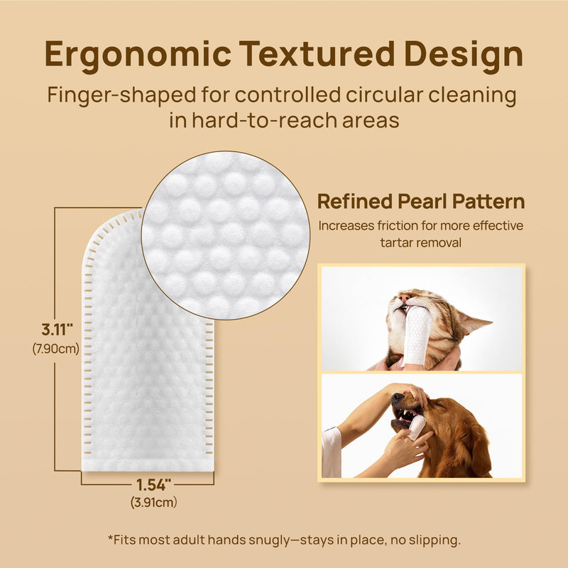 HICC PET Dental Finger Wipes for Dogs & Cats, Toothbrush-Free Plaque & Tartar Remover Wipes, Freshens Breath, Soothes Gums with Coconut Oil, Alcohol-Free & Safe to Lick Mint Flavored 1