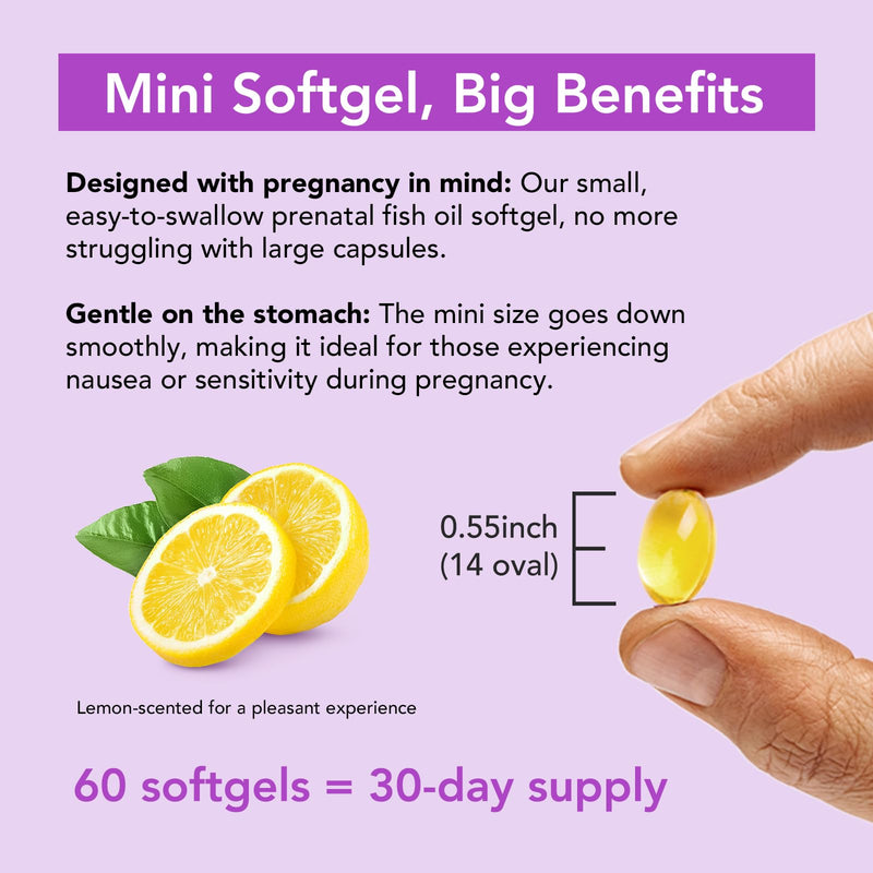 Premom Prenatal DHA Fish Oil: Triglyceride Omega 3 with 470mg DHA, 200mg EPA + 400 IU VIT D3 Supplement - Fertility Support for Women - Globally Sourced from Wild Caught Fish - BeesActive Australia