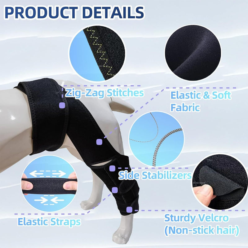 Dog Knee Brace for Torn Acl and Ccl Injuries, Adjustable Dog Acl Brace Hind Leg Support with Metal Stabilizers, Knee Brace for Dogs Back Leg Helps with Joint Pain, Surgery Recovery (M) M