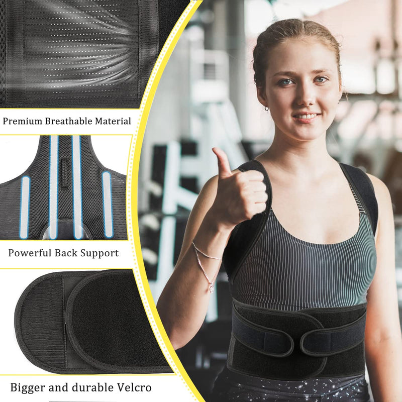 Posture Corrector for Women & Men - Adjustable Back Brace, Lumbar Support for Pain Relief, Scoliosis & Hunchback Correction, Spine Alignment Aid L(33"-37") L(33"-37") - BeesActive Australia