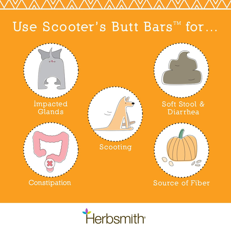 Herbsmith Scooter’s Butt Bars - Anal Gland and Bowel Support with Pumpkin Fiber for Dogs- Digestive Aid for Dogs - Dog Fiber Bars - Case of 8 Mini Bars Case Of 8 Mini Bars (For Dogs Under 30lbs) - PawsPlanet Australia