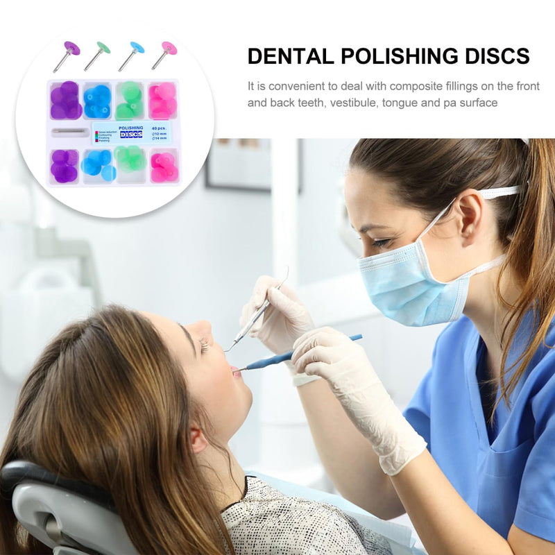 Healifty 40Pcs Dental Polishing Discs Kit with Mandrel, Flexible Tooth Polisher Tool for Composite Resin, Assorted Grits Finishing Sanding Pad for Teeth 1 Box