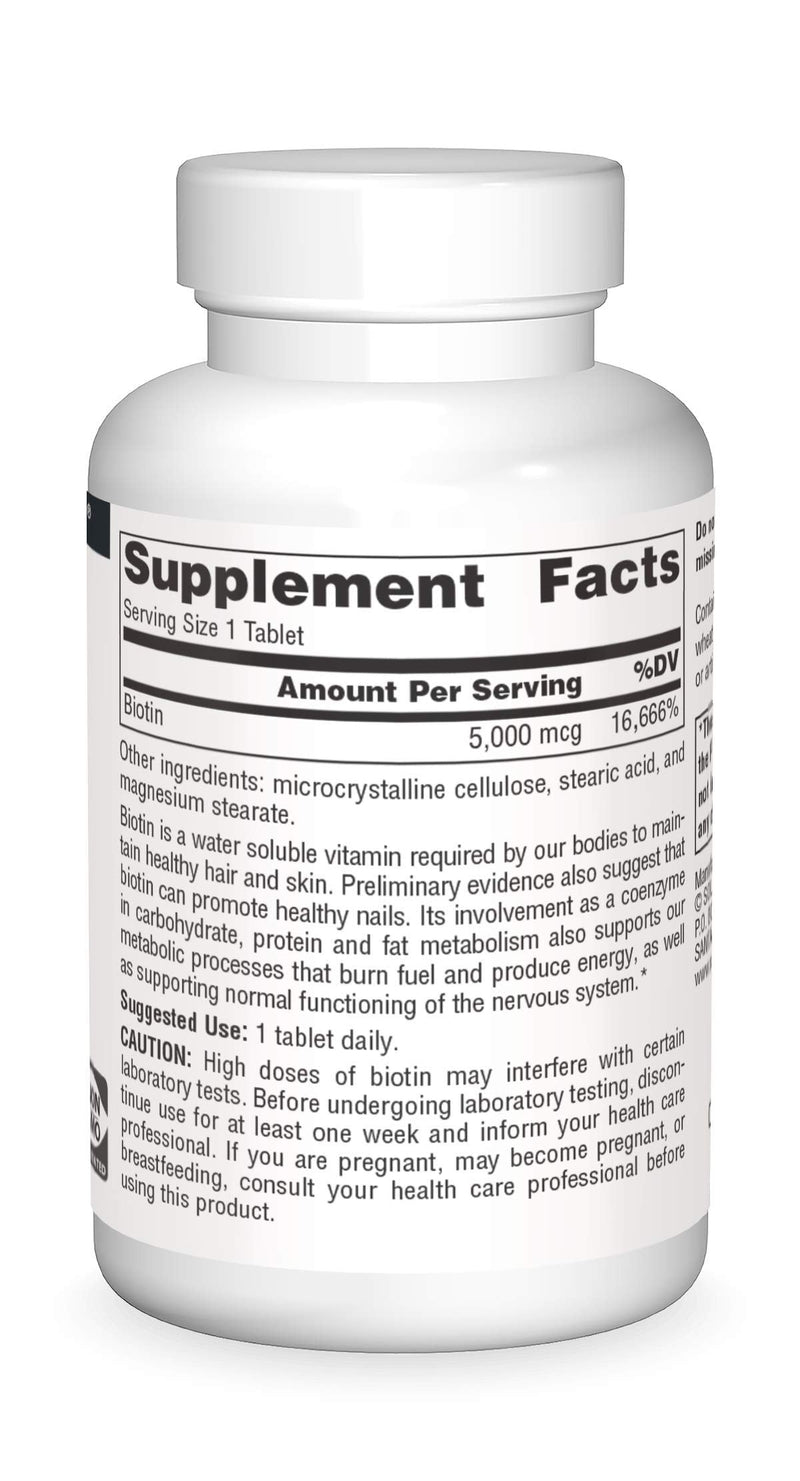 Source Naturals, Biotin 5,000mcg - 200 Tablets | Hair, Skin, & Nail Support