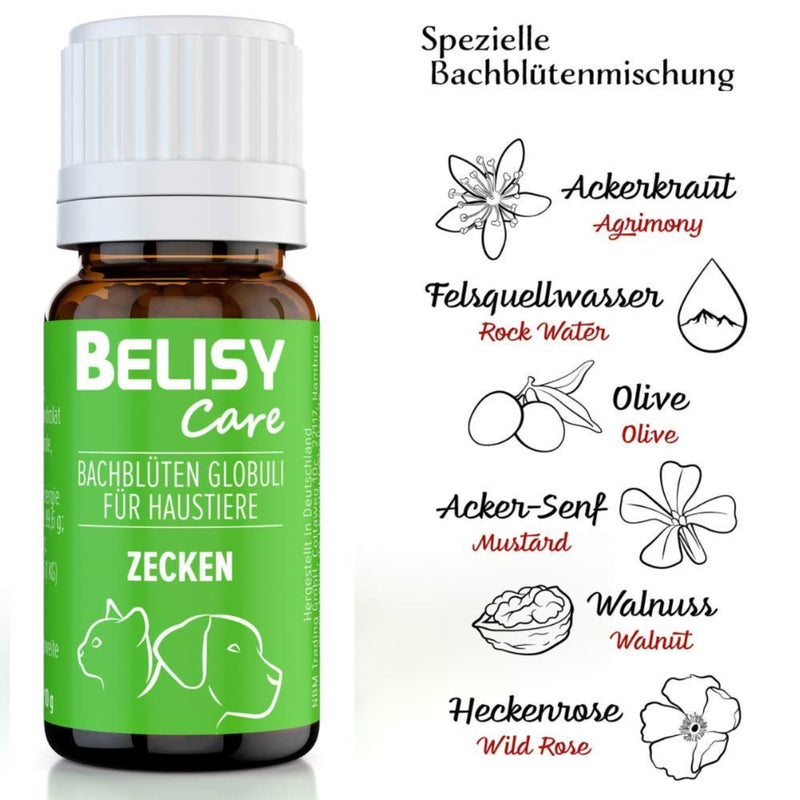 BELISY tick Bach flower beads for dogs and cats - special Bach flower mixture for ticks with grapefruit seed extract - alcohol-free - 10 g - BeesActive Australia